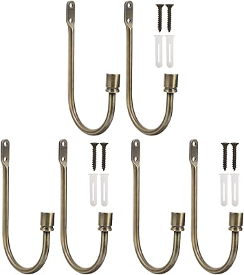 3pairs Curtain Tiebacks Window Olive Hook U- Tassel Hold Bronze Wall Decorative Screws Tying of Accessories for Decoration with Metal Mounted Hooks Backs Green Office U Shaped