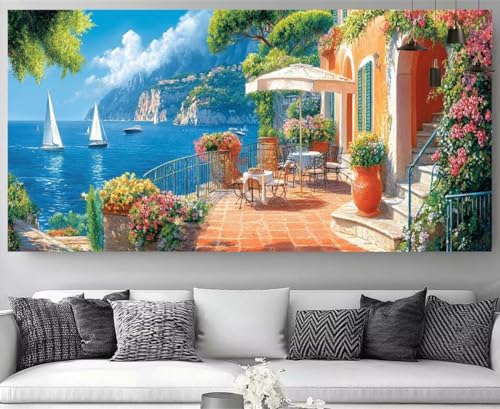 Diamond Painting XXL Mer Égée : Kit Complet Broderie Diamant 70x140cm