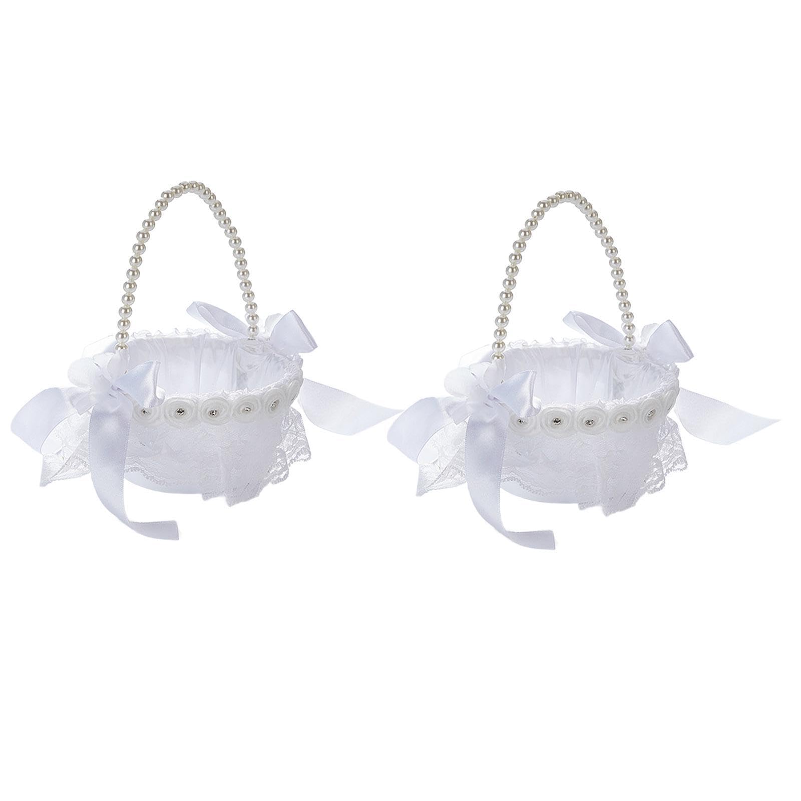 Zanthicia Girls Unique Wedding Basket Romantic Flower Baskets Elegant Satin