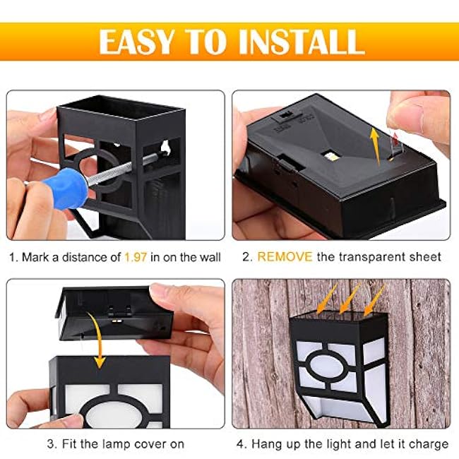 Greluna Solar Wall Lights Outdoor, 2 Modes Solar Led Waterproof Lighting for Deck, Fence, Patio, Front Door, Stair, Landscape, Yard and Driveway Path,Warm White/Color Changing,Pack of 8