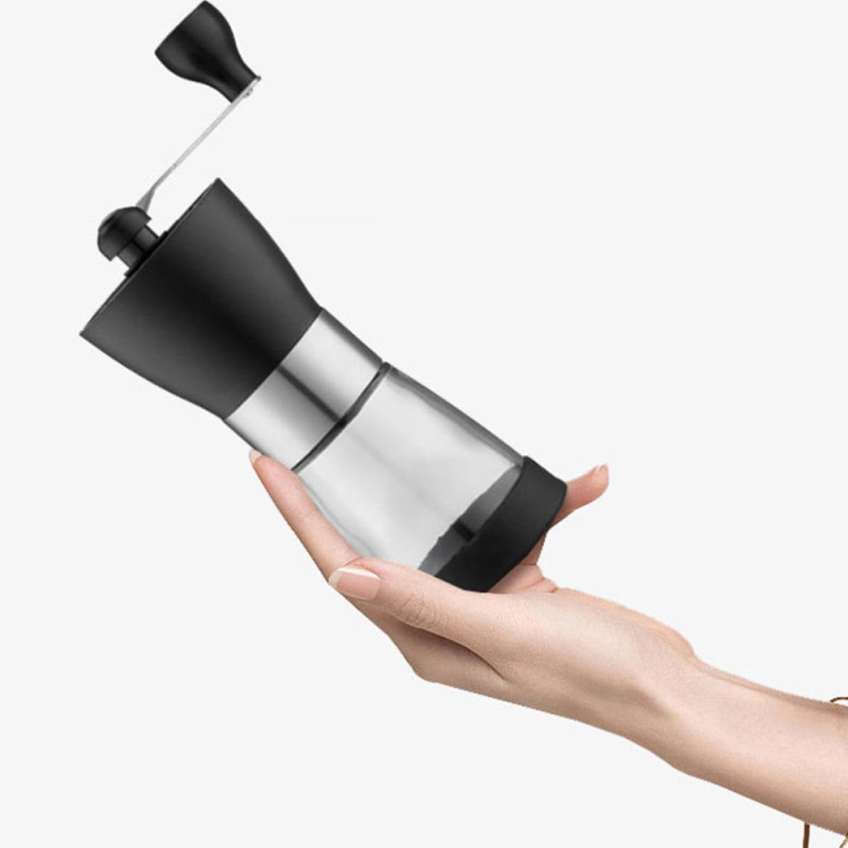 Molinillo de Café y Manual Portátil Recipiente de Sellado, Acero Inoxidable Cerámica Fácil de Desmontar y Ecológico Adecuado para Cocina y