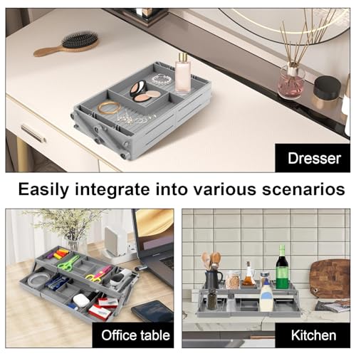 Cutlery Drawer Organiser Expandable Drawer Organizer Plastic Collapsible Multi Level Drawer Organizer Tray 2/3 Tier For Office Supplies Kitchen Gadgets(Double layer) - Image 4
