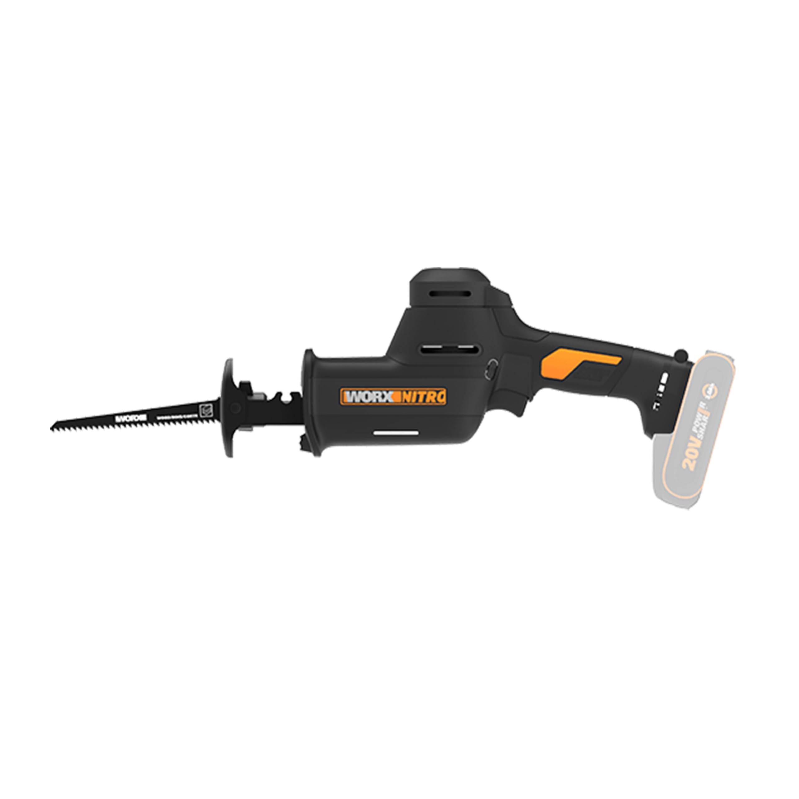 WORX WX501.9 Accu Reciprozaag 20 V Krachtige Borstelloze Motor 26 Mm Slaglengte 0 3000 Omw Min Stationair Toerental Licht En Compact Zonder Gereedschap Wisselen Van Messen Ledlicht 829052579