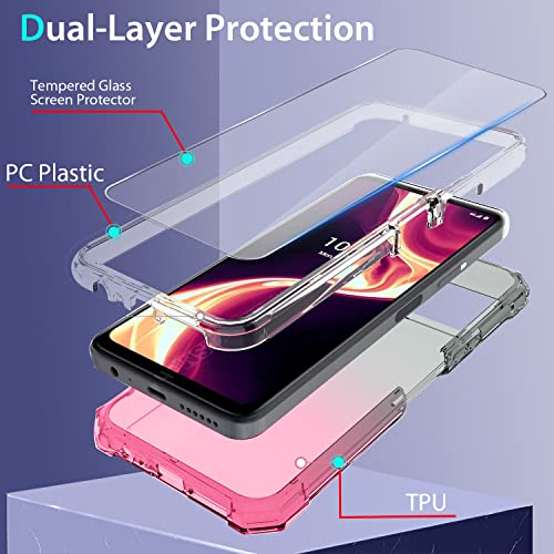 Zeking Case For Boost Mobile Celero 5G Plus, Celero 5G Plus Case With Screen Protector, 2 Layer Structure Protection, Shockproof Corner Armor Bumper Phone Cover For Boost Celero 5G Plus (Black-Pink) #TOP1