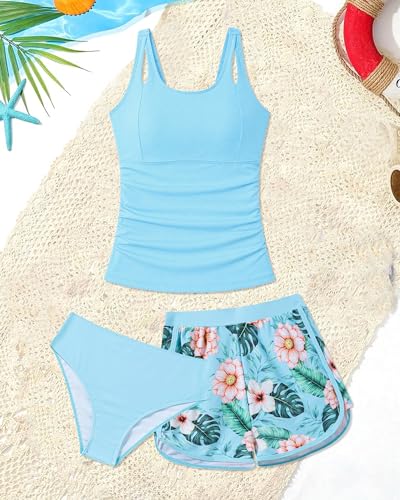 Image of TUONROAD Girls 3pcs Tankini Swimsuit Size 11-16 Bathing Suits for Teens