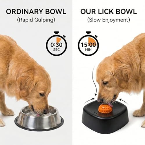 Dog Lick Dowl Roller Ball, Lick Ball for Dogs, Enrichment Lick Bowl with Anti-Slip Base for Yogurt, Bone Broth & Puree, Mental Stimulation Hydration Dish for Puppies & Senior Dogs (Blue) — view 3
