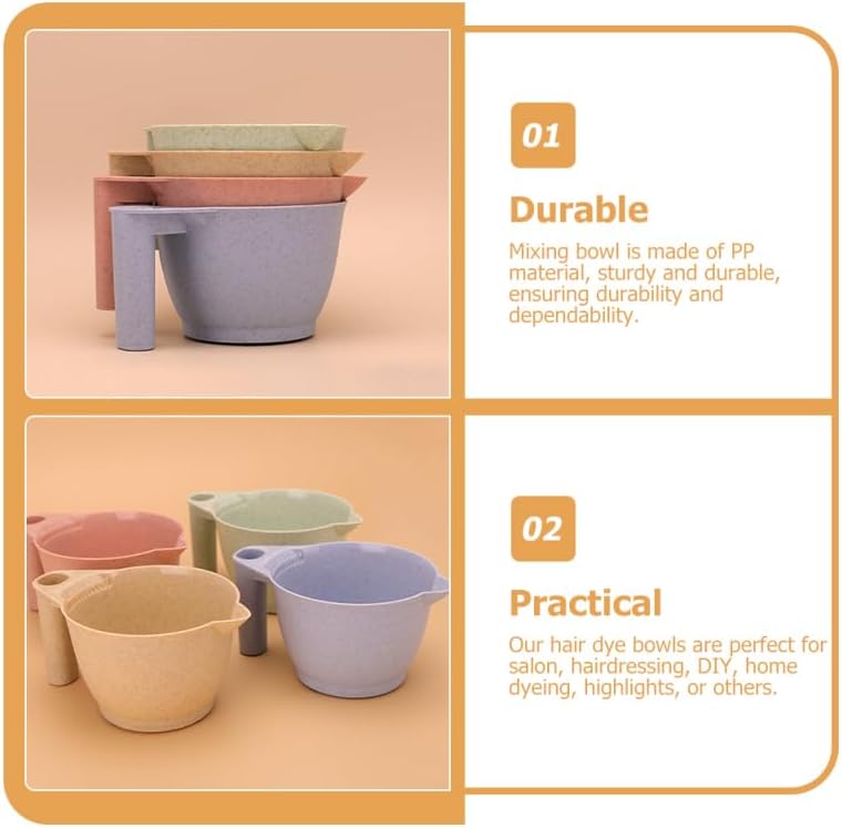 Angoily Hair Dye Mixing Bowls 2-Pack with Ergonomic Handles 6.69 Inch Portable Color Bowls for Salon and Diy Hair Coloring