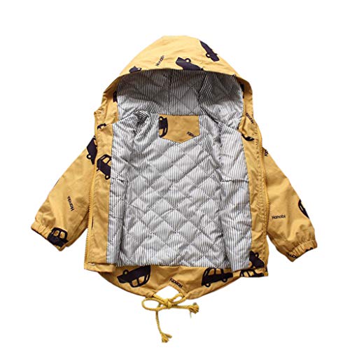 Abrigo Niños 1-5 Años,Logobeing Bebé Niño Chaquetas de Niños con Capucha Dibujos Animados con Capucha Chaqueta Gruesa Cálida Ropa Abrigo Outwear (4-5 Años, Amarillo)