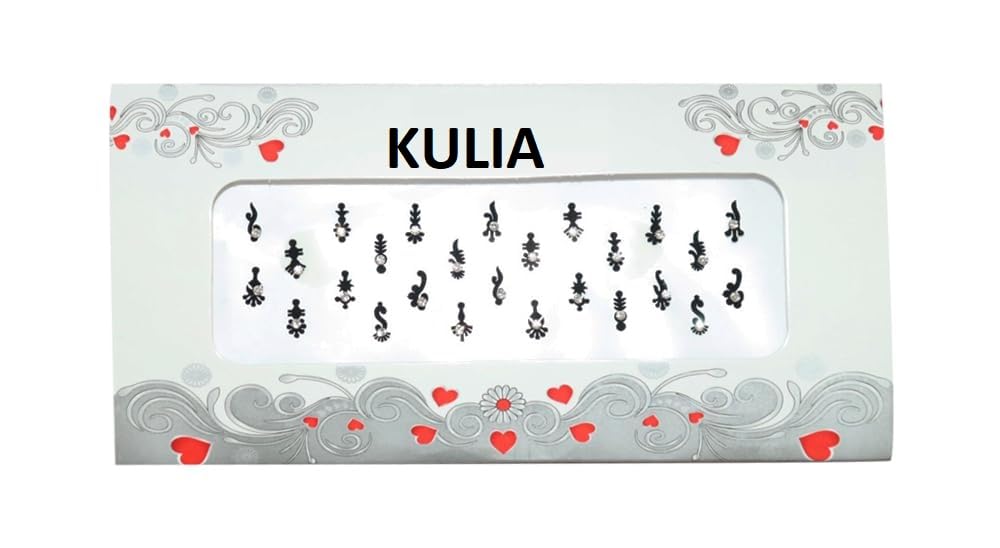 KULIA® Bindi neri di design (adesivi/tattoo) – Stile Tikka, forma allungata a puntini Accessori di bellezza per viso e sposa, ideali per Puja Gemme e gioielli per il viso in varie forme e dimensioni