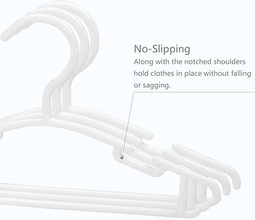 Miniatura 2 de Perchas de plástico para niños, paquete de 60 perchas blancas para ropa de bebé, perchas para niños pequeños, perchas para armario