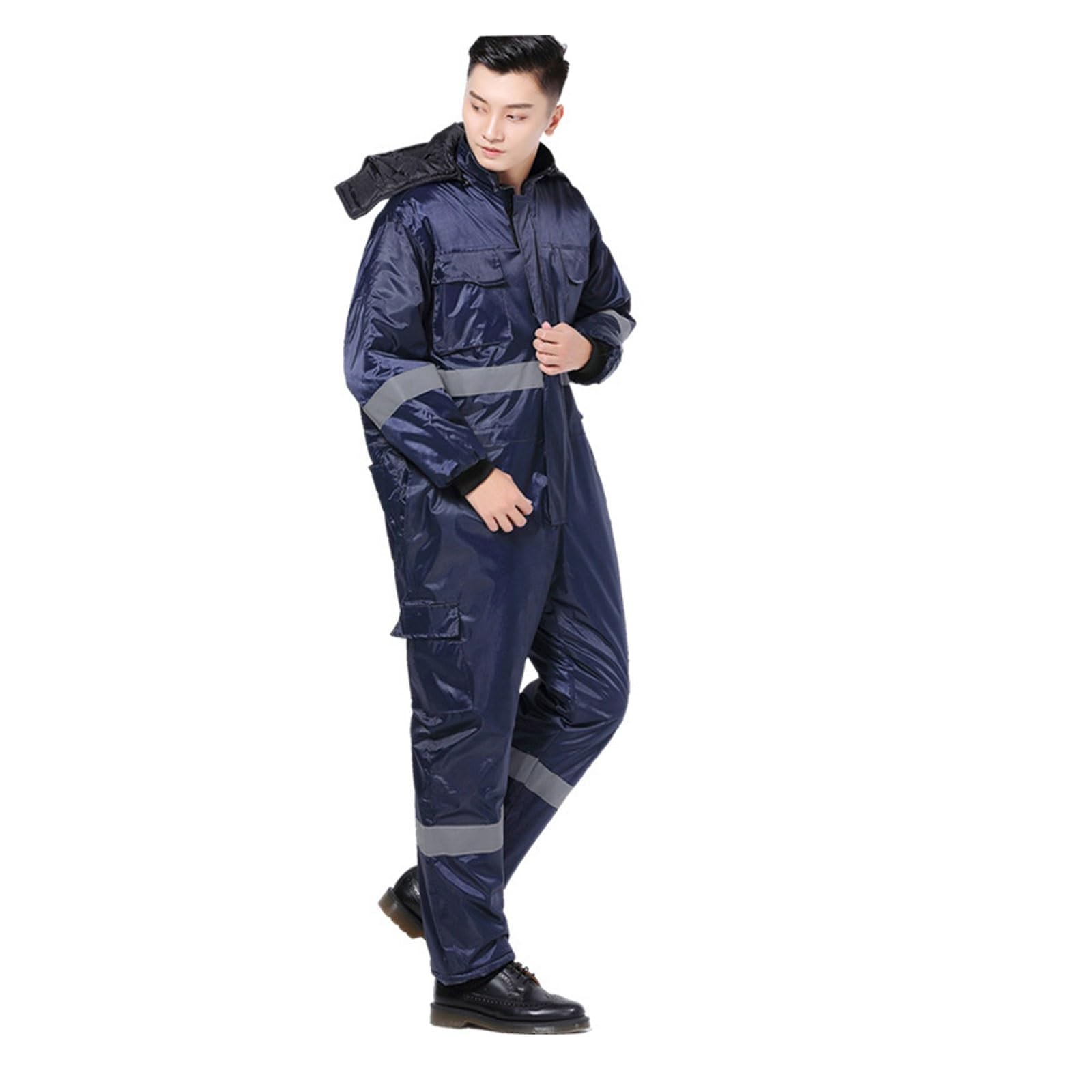 Chaqueta reflectante de algodón grueso for invierno, ropa de trabajo con capucha de alta visibilidad for clima frío, abrigo de seguridad cálido. chaleco reflectante