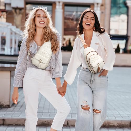 Missnine PU Leather Sling Bag for Women Quilted Chest Crossbody Trendy Travel Bag for Hiking Cycling with Tassel2