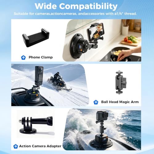 4.5" Electric Suction Cup Camera Mount With Ball Head Magic Arm - MP4501 - image 2
