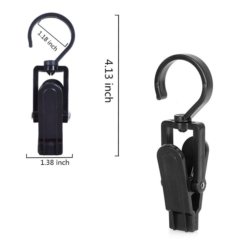 12 Stück Weiße Kunststoff-Klammern – 360° Drehbar, Starke Haken, 10,5 Cm