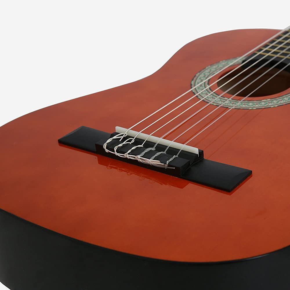 NV11 guitarra clásica marrón 4/4, bolsa/Gig Bag, 2 púas & CASCHA HH 2018 Afinador cromático para guitarra, bajo, violín y ukelele