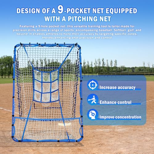 Image of Volleyball Baseball Rebounder Net, Softball Rebounder Pitchback Net Quick Adjustments, Quick Adjustments Lacrosse Bounce Back Practice Equipment, Ideal for Outdoor Indoor and Backyard Training