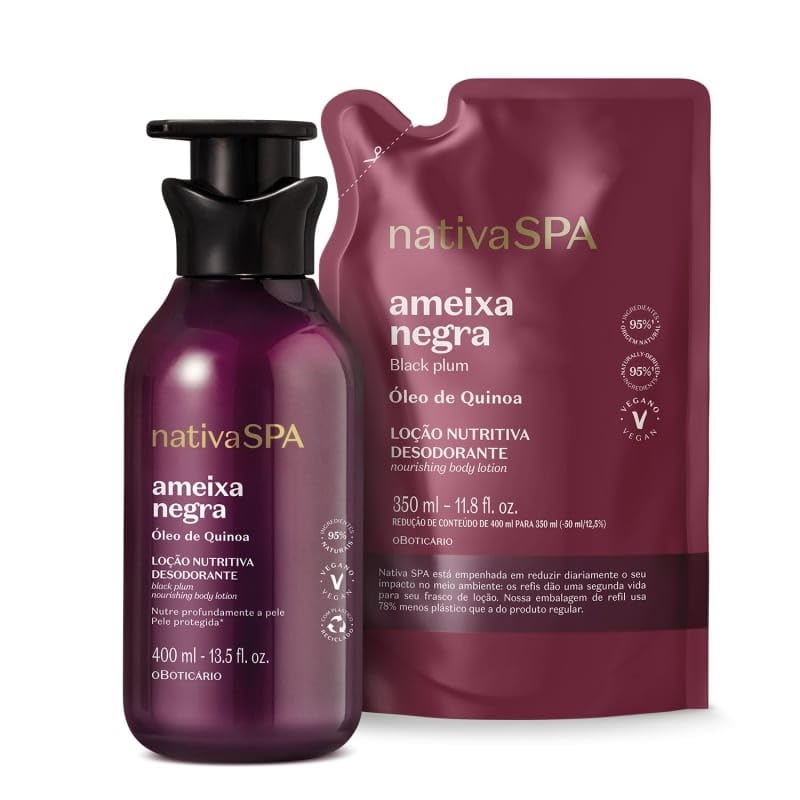 Combo Nativa Spa Ameixa Negra: Loção Hidratante Desodorante + Refil 350ml Nativa SPA