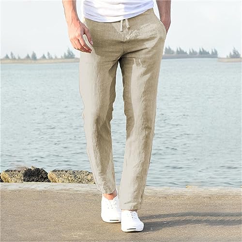 Men'slinen Pantsnew Breathable Solid Color Linen Trousers Fitness Streetwear2