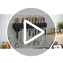 Image of ORBICA Metal Wall Mounted Kitchen Organizer with Knife Holder, Spoon & Cutlery Stand, Utensil Holder with Hooks, Multifunctional Kitchen Storage Rack for Home & Kitchen Accessories (Black)