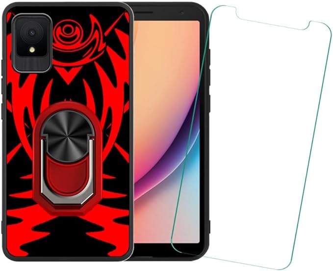 TCL K11 Case With 360 Rotating Ring Holder - Ultra Slim TPU Cover With Kickstand (Pink)