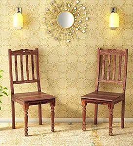 Shubam Decor Solid Sheesham Wood Dining Chairs Only | Wooden Set of 2 Dinning Chair for Kitchen & Dining Room | Rosewood, Provincial Teak Finish