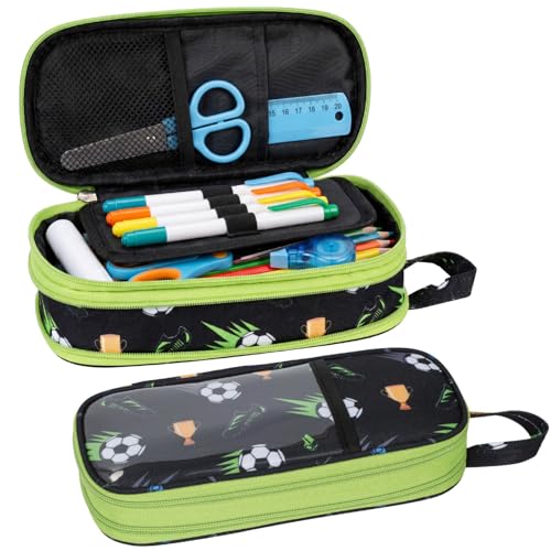 Image of Bagseri Pencil Case for Boys - Expandable Cute Kids Pencil Case | Wide Opening Pencil Pouch Organizer for School Supplies, Cute Kids Pencil Case for Boys, Green Jungle Dinosaur