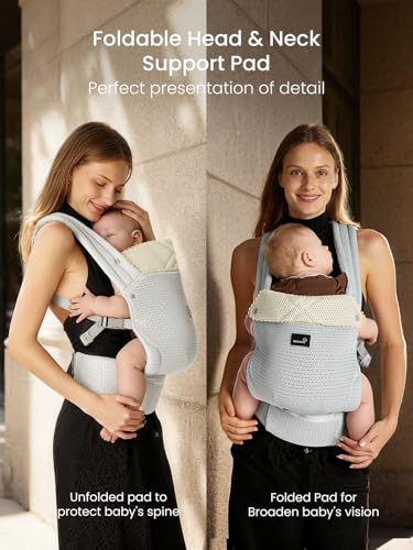Image of GROWNSY Baby Carrier Newborn to Toddler with Head Support, Gray Air Mesh