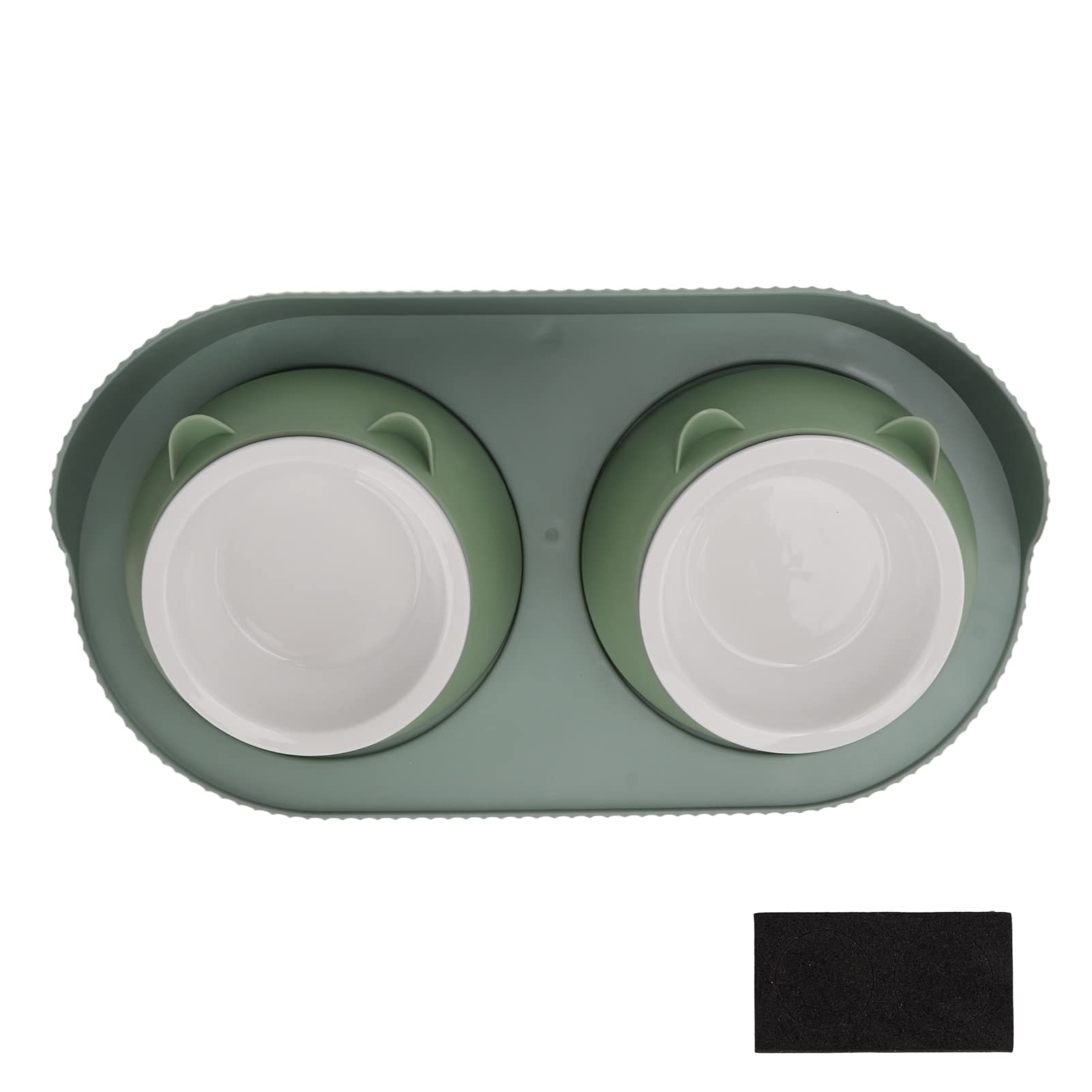 Set di Ciotole per Animali in Ceramica con Ciotole Doppie per Cani e Gatti, Mangiatoie per Animali Antispruzzo per Uso Alimentare, HIPS Resistente e Ceramica, 2 unità con Supporto (Fondo