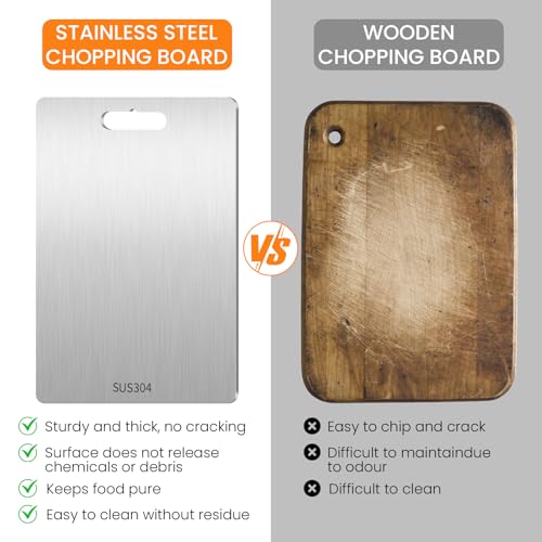 Titanium Chopping Board, 3 PCS Chopping Board Set, 304 Stainless Steel Cutting Boards for Meat, Vegetables, Fruit, Double-Sided Food Grade Cutting Board for The Kitchen, Dishwasher-Safe - Image 5