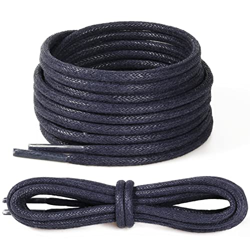 Stepace Lacets Cirés Ronds pour Chaussures Habillées [2 Paires] - 6 Couleurs, 2,5-3 mm de Diamètre Dark Blue-66 Cover