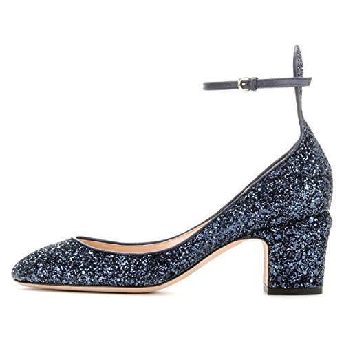 FSJ Women Retro Ankle Strap Mid Heels Dress Pump Almond Toe Patent Leather Shoes Size 4-15 US - Image 3