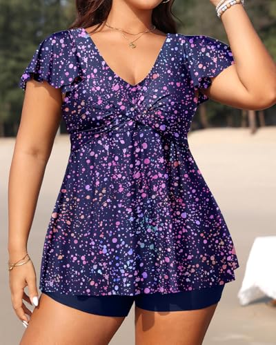 Aqua Eve Plus Size Tankini Swimsuits Bathing Suit - Women Two Piece with Shorts Tummy Control Swimwear4