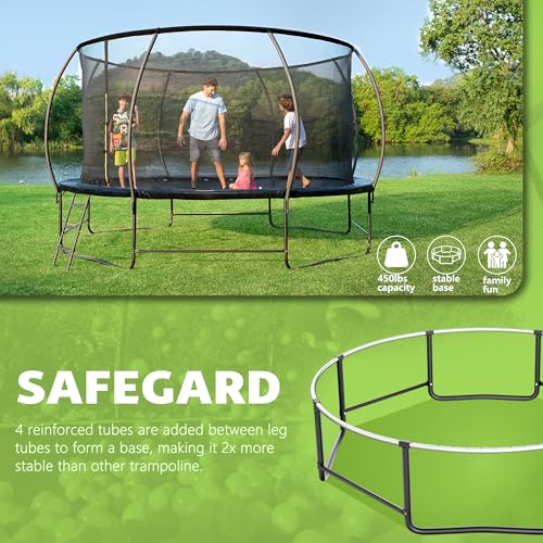 ASTM Certified 12FT Heavy-Duty Black Trampoline with Safety Net & Cover