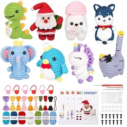 Poruary Crochet Kit for Beginners, 8 Animal Amigurumi Projects with Videos