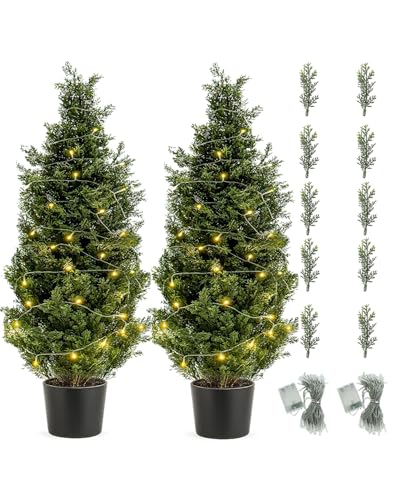 FutureNest Artificial Topiary Tree 2-Set - Beautiful Realistic Faux Cedar