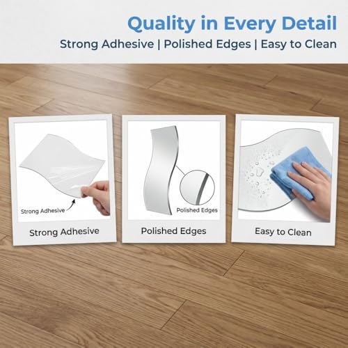 6 piezas de adhesivos espejo de pared acrílico en forma de onda miniatura 6
