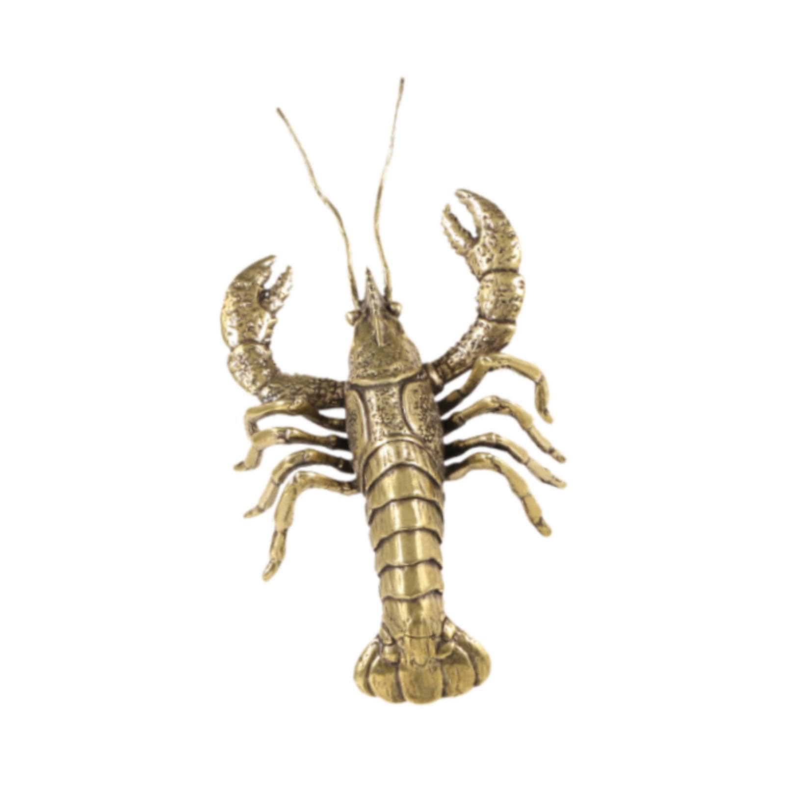 PIXZCSA Statuetta di aragosta in ottone in stile cinese d'epoca per camera da letto d'albergo, regalo da collezione, finitura antica, vetrine ricche