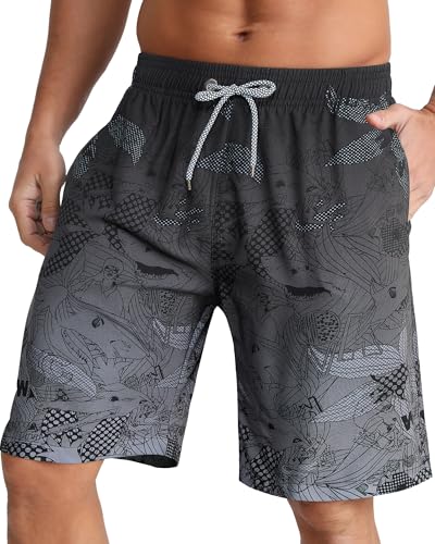 Image of APTRO Men's Long Swim Trunks with Mesh Lining Beach Bathing Suits Board Shorts Swimwear with Pockets and No Mesh