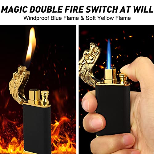 Encendedor a Llama Dual Dragón Negro miniatura 4