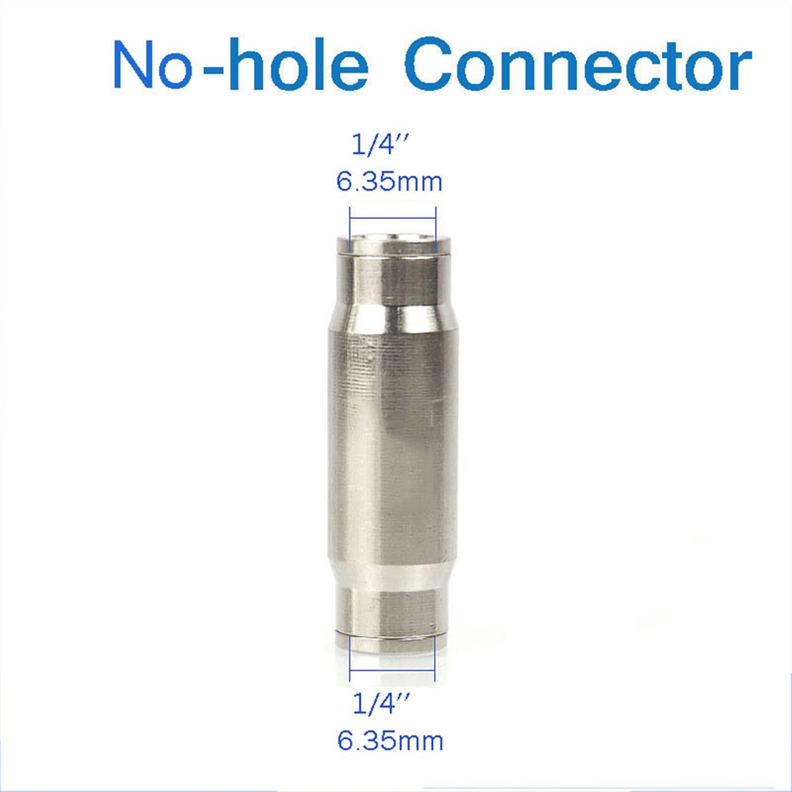 10pcs 1/4" Raccords Rapides de Tube Haute Pression OD 6,35 mm Connecter Raccord de Tube, Connecteur Droit pour raccorder Le raccord de Tuyau d'eau(Size:Connecteur sans Trou)
