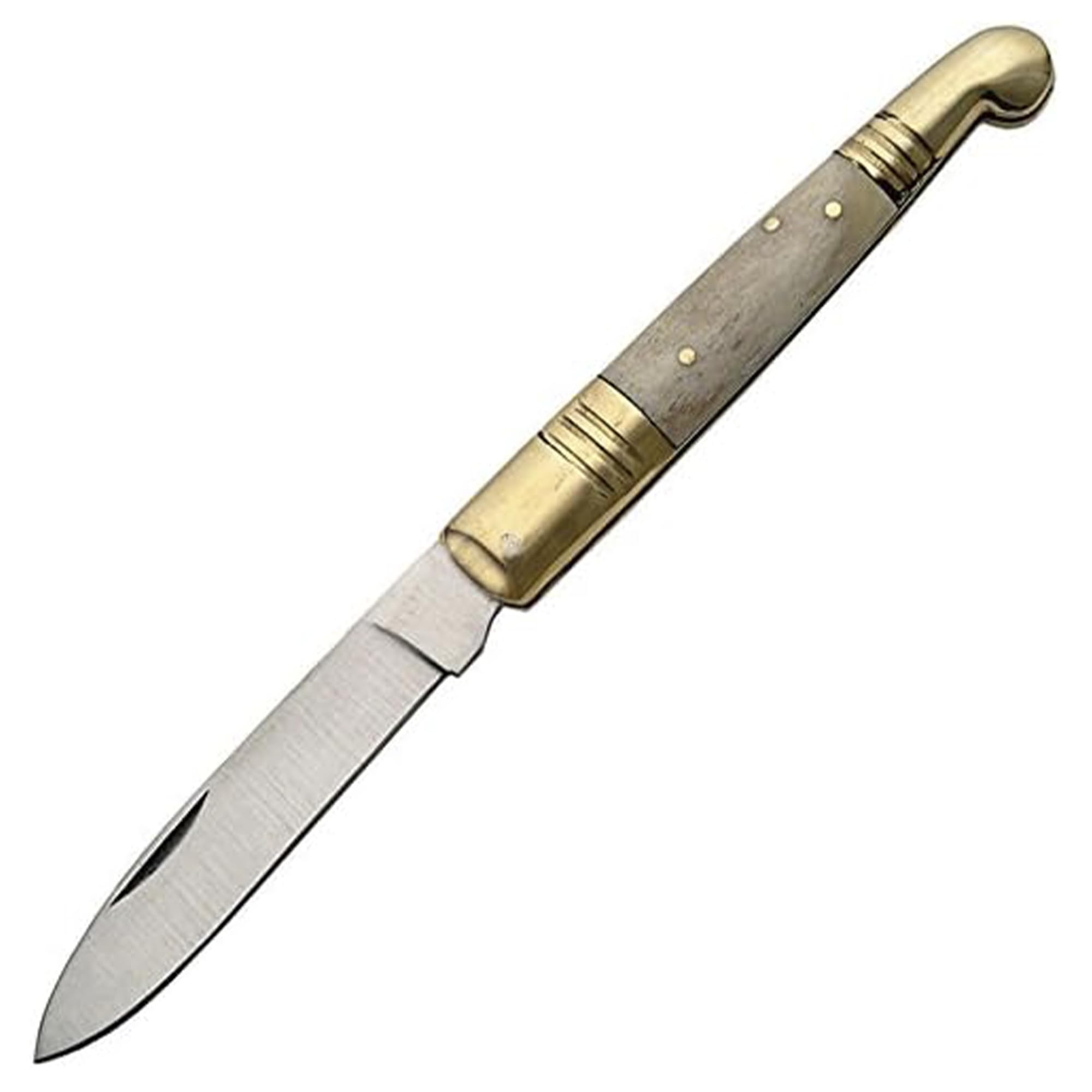 SZCO 4.5" Old Fashioned Folding Pocket Knife – Bone Handle Knife with Stainless Steel Blade and Brass Bolster – Traditional EDC Knife and Pocket Knife for Men and Women – Camping, Hunting, Hiking, Fishing