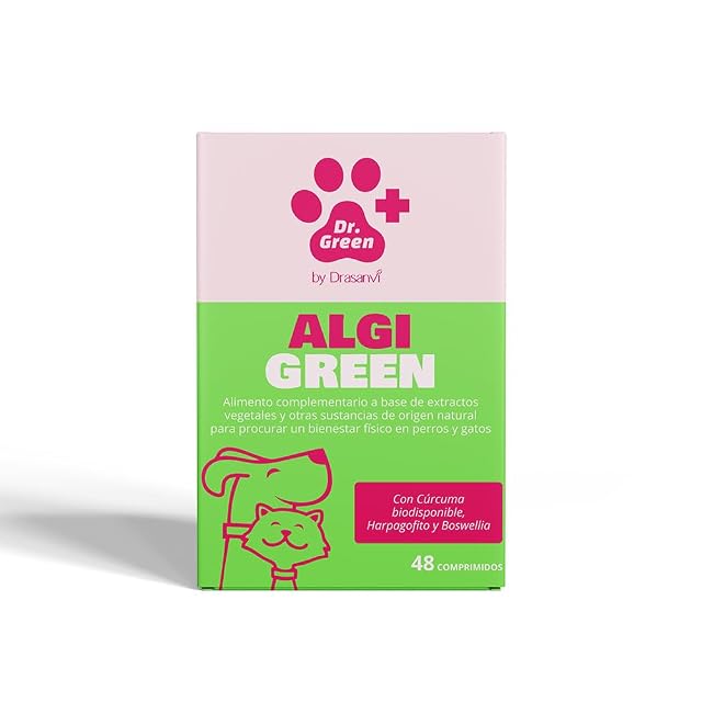 DR Green ALGIGREEN by DRASANVI - Procura Bienestar físico en Perros y Gatos - SIN Gluten - 48 Comprimidos