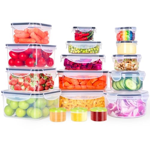 Familybox 34 Stück Plastik Frischhaltedosen mit Deckel (17 Behälter, 17...
