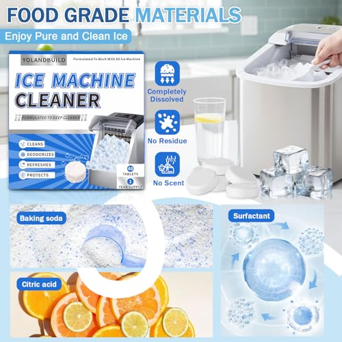 Image of Ice Machine Cleaner Maker Descaler - 48 clean Tablets Compatible with Frigidaire, Opal, GE Profile, Kitchenaid, Nickel Safe Scale Remover for Countertop, Nugget Ice Makers-Odor-Free, Crystal Clear Ice