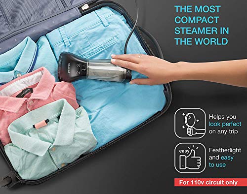Steamer For Clothes, Hand Held Portable Travel Garment Steamer, Metal Steam Head, 25S Heat Up, Pump System, Mini Size, Handheld Steamer For Any Fabrics, No Water Spitting, 120V Black #TOP4