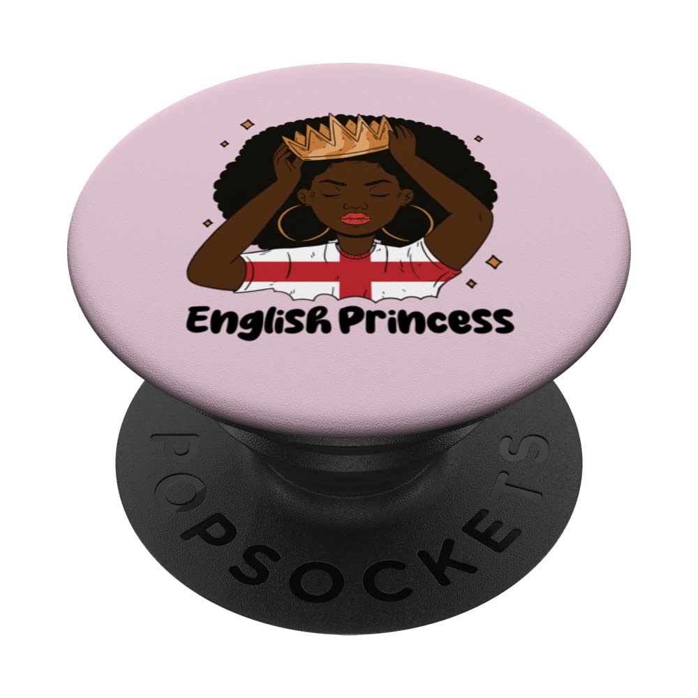 Melanin English Princess Afro Hair England Roots PopSockets Swappable PopGrip, Black