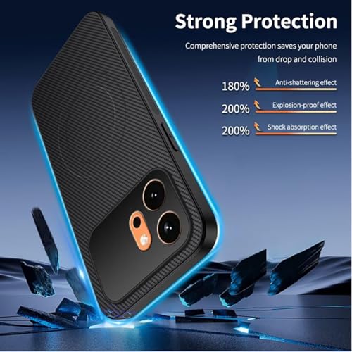 Image of Magnetic for Honor 600 Case, Carbon Fiber Texture Slim Lightweight Hard Back Soft Bumper Shockproof Phone Cover (Honor 600)