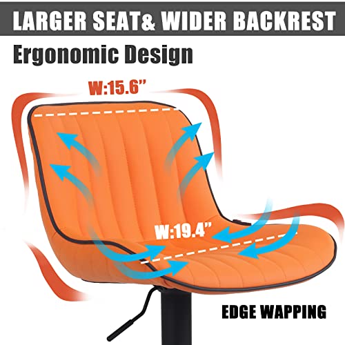 Younike Bar Stools Set Of 2 Swivel Barstools Pu Leather Adjustable Counter Stools Cushioned High Backrest, Orange, 3-5 Mins To Assemble, Loads 300Lbs #TOP2