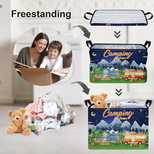 Clastyle-Black-Night-Camping-Storage-Basket-Clothes-Toy-Tool-Food-Picnic-Basket-Outdoor-Beach-Pool-Towel-Basket-Rectangle-Moutain-Lake-Fir-Tree-Caravan-Bin