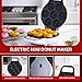 Mini Donut Maker, Durable, Nonstick Easy to Use Mini Baking Machine - Cooks 7 Mini Doughnuts at a Time - Glazed, Frosted with Sprinkles, Nuts, or Vegan Donuts, & More (White)